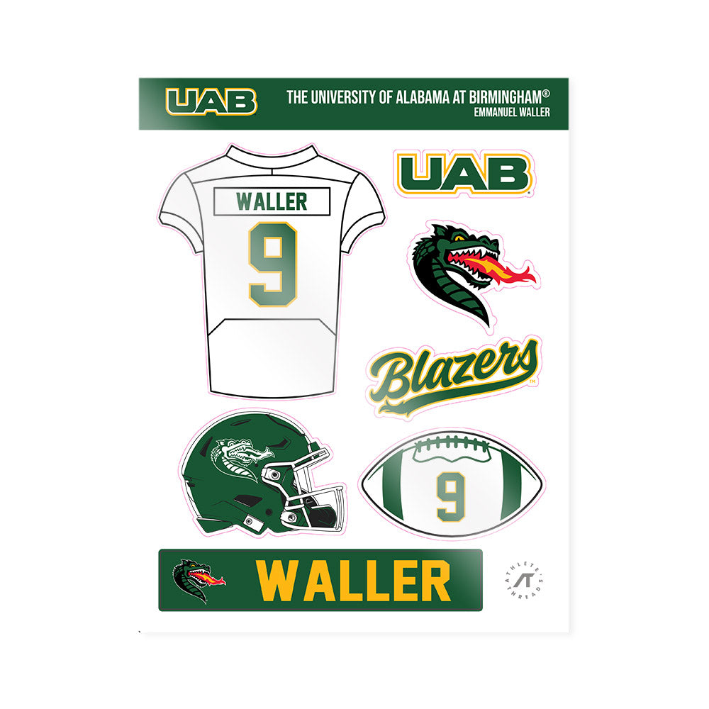 UAB - NCAA Football : Emmanuel Waller - Sticker Sheet-0