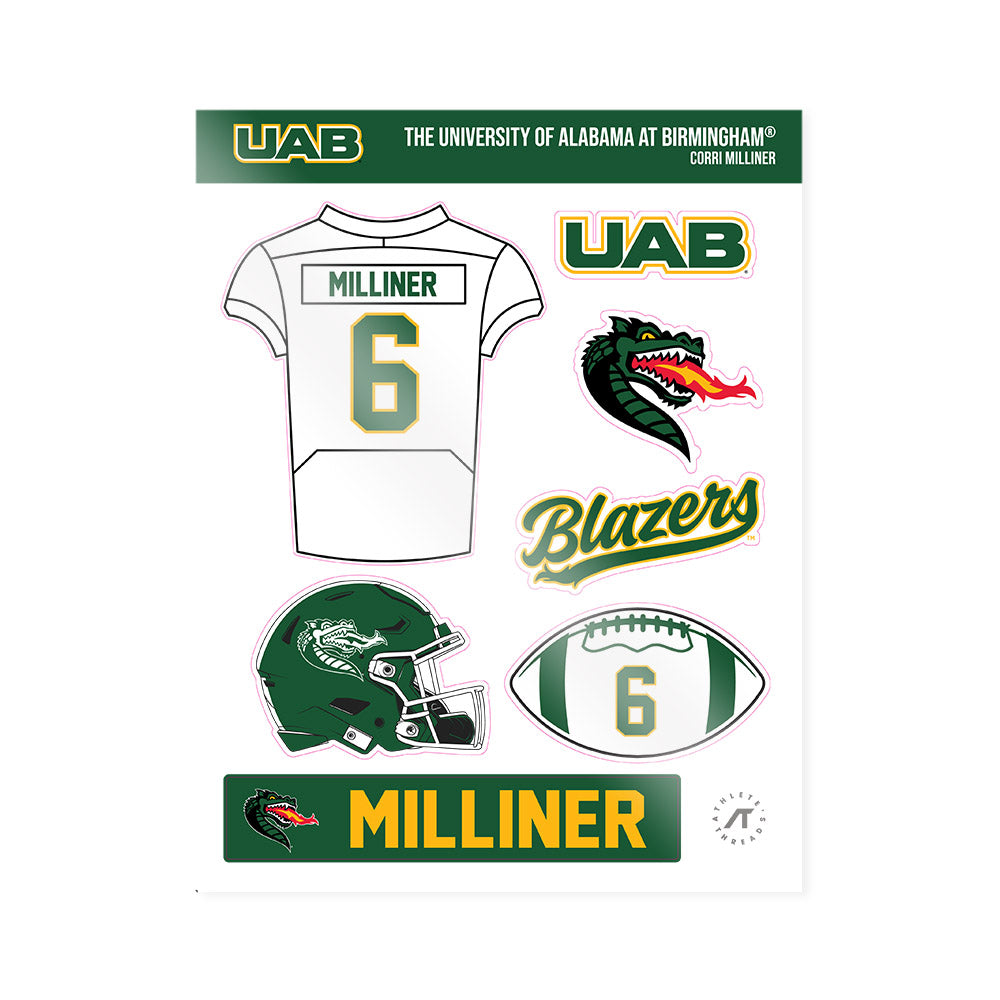 UAB - NCAA Football : Corri Milliner - Sticker Sheet-0