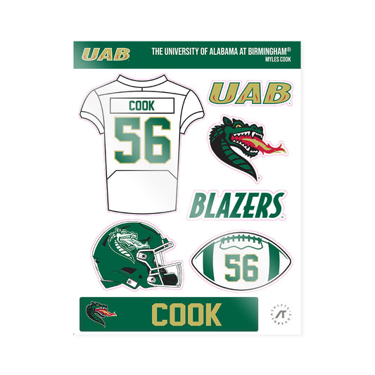 UAB - NCAA Football : Myles Cook - Sticker Sheet-0