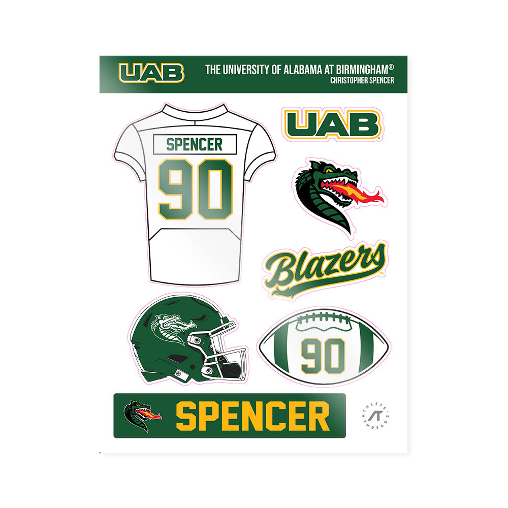 UAB - NCAA Football : Christopher Spencer - Sticker Sheet-0