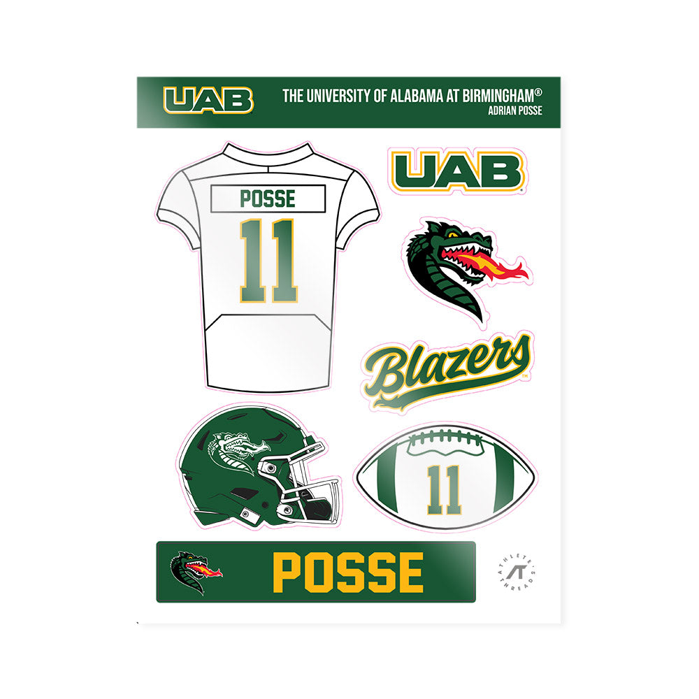 UAB - NCAA Football : Adrian Posse - Sticker Sheet-0