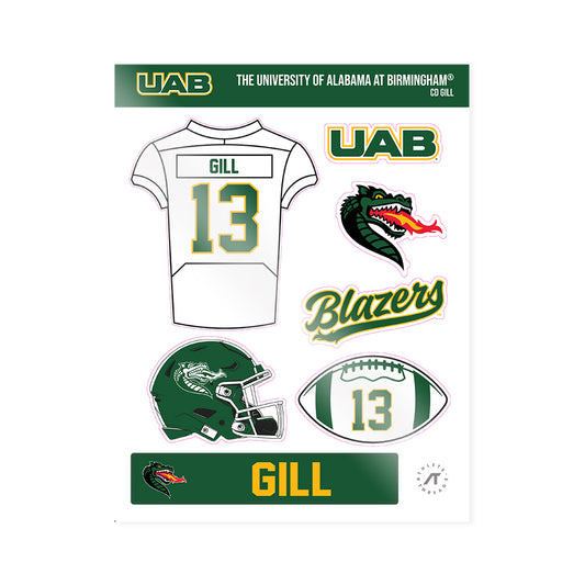 UAB - NCAA Football : Cd Gill - Sticker Sheet-0
