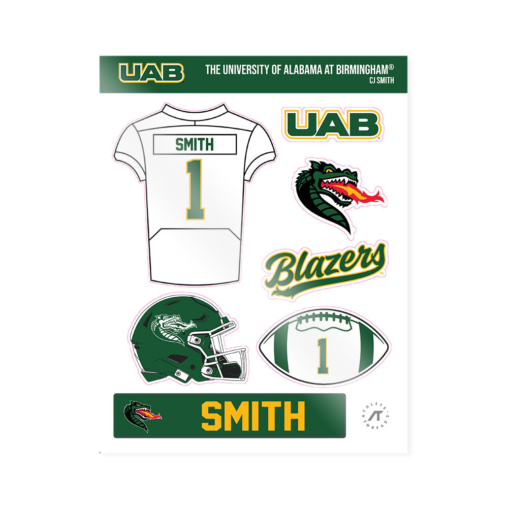 UAB - NCAA Football : CJ Smith - Sticker Sheet-0