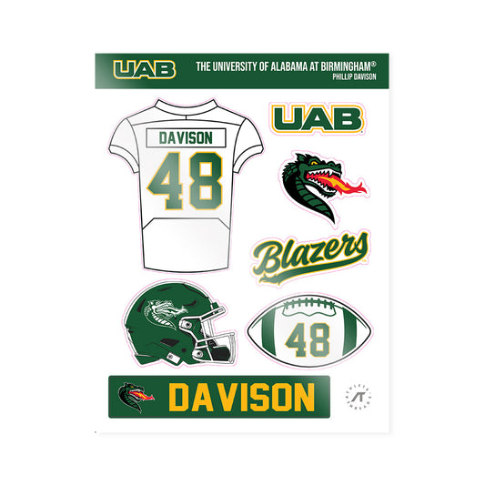 UAB - NCAA Football : Phillip Davison - Sticker Sheet-0