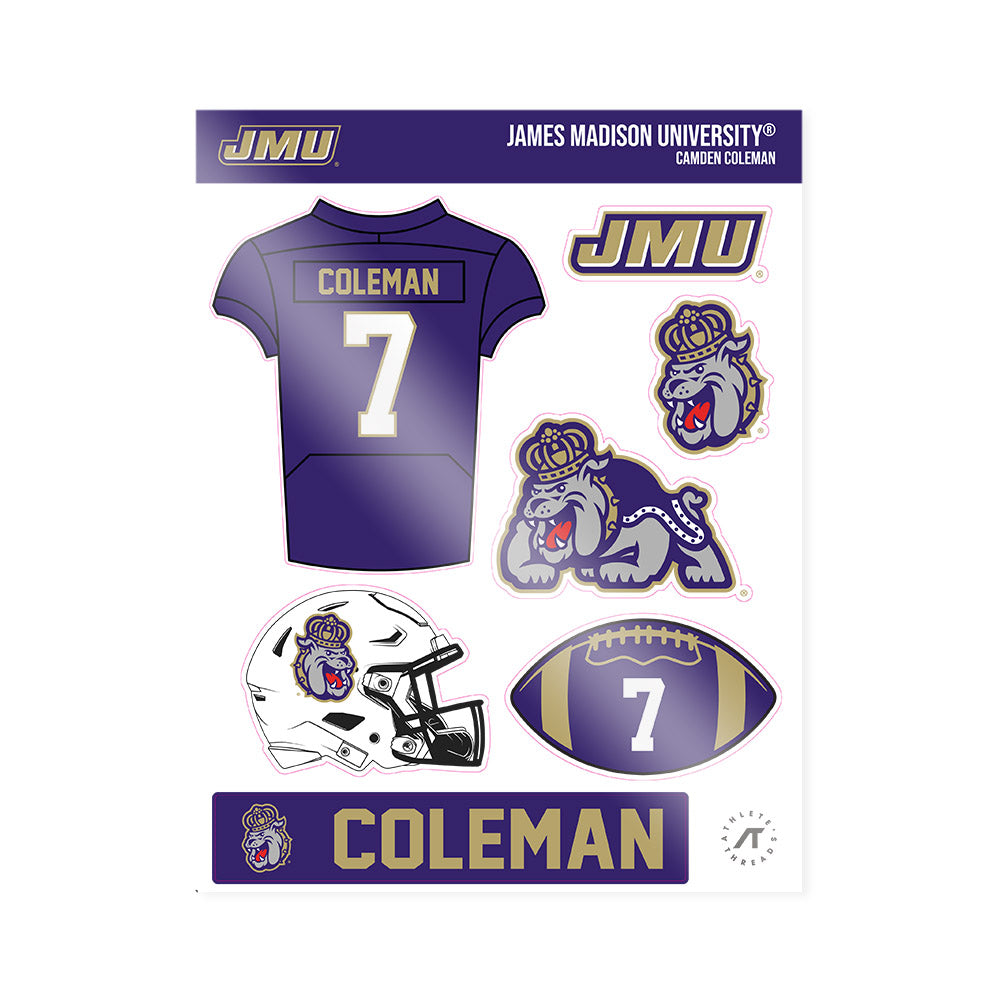 JMU - NCAA Football : Camden Coleman - Sticker Sheet-0