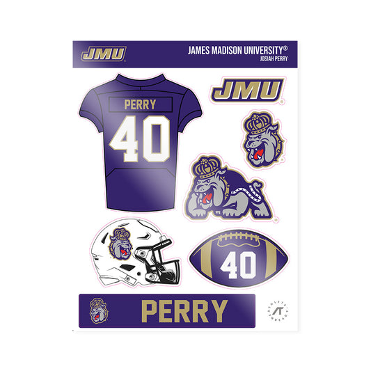JMU - NCAA Football : Josiah Perry - Sticker Sheet-0