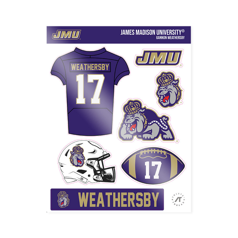 JMU - NCAA Football : Gannon Weathersby - Sticker Sheet-0
