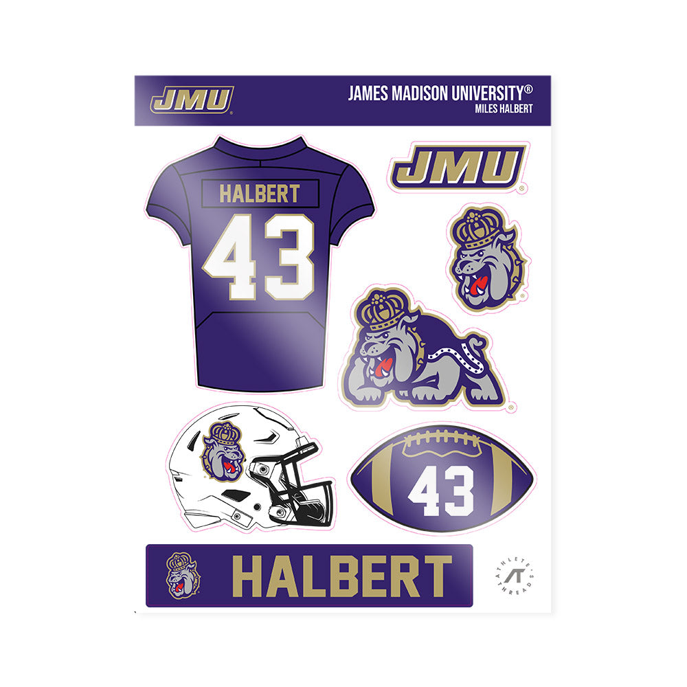 JMU - NCAA Football : Miles Halbert - Sticker Sheet-0