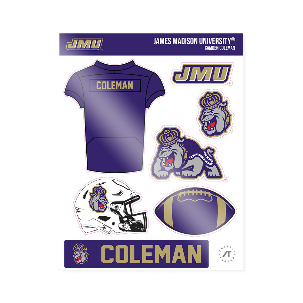 JMU - NCAA Football : Camden Coleman - Sticker Sheet-0