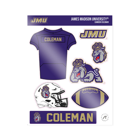 JMU - NCAA Football : Camden Coleman - Sticker Sheet-0