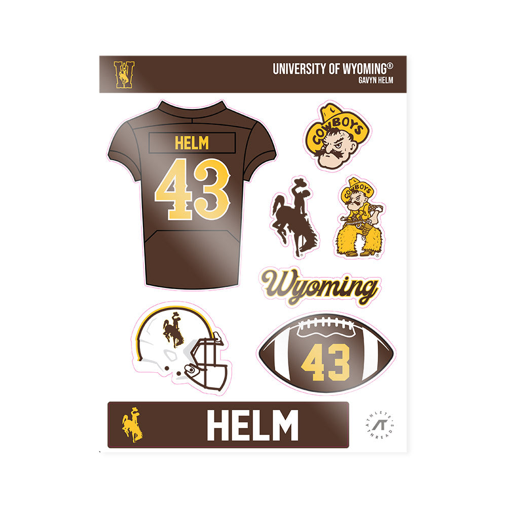 Wyoming - NCAA Football : Gavyn Helm - Sticker Sheet-0