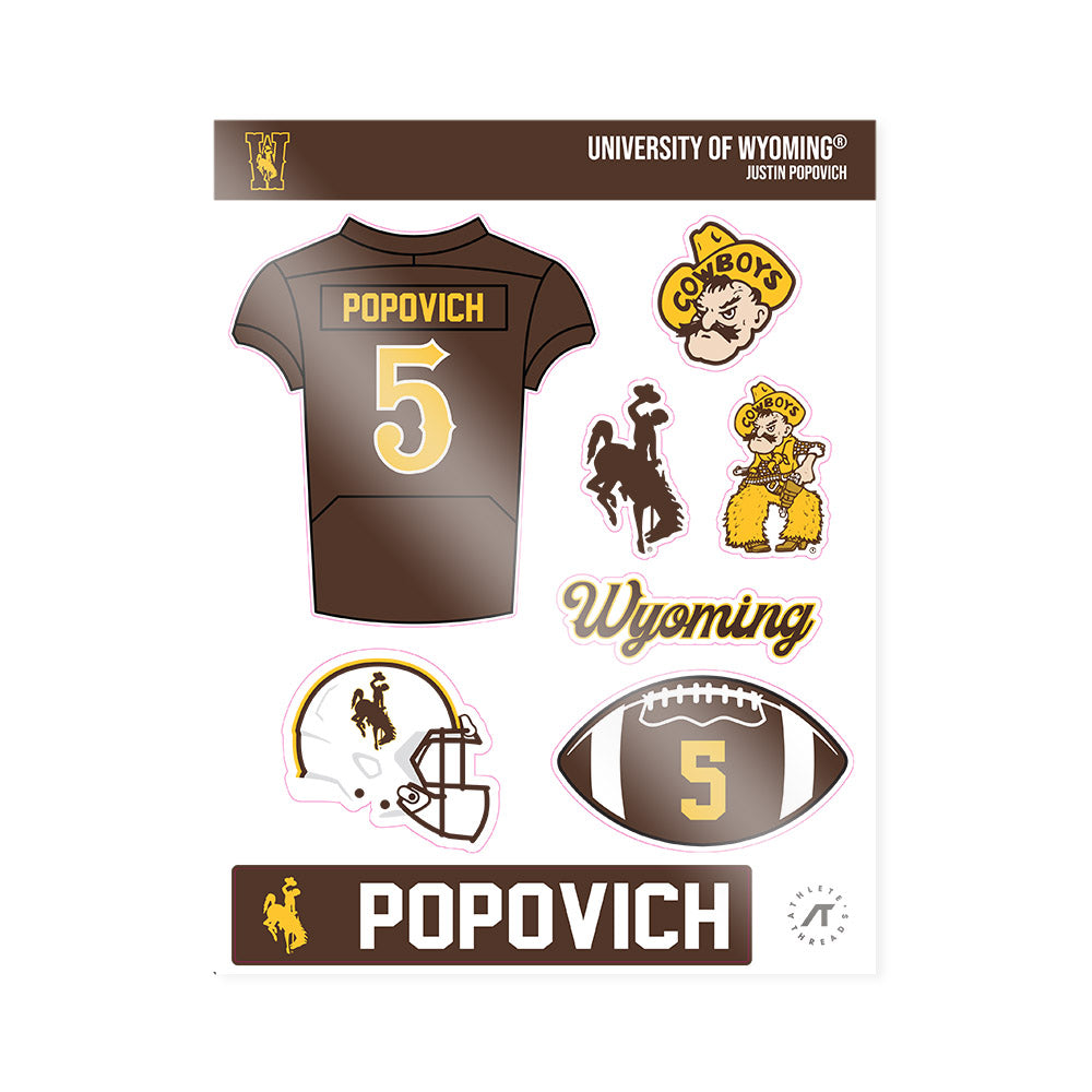 Wyoming - NCAA Football : Justin Popovich - Sticker Sheet-0