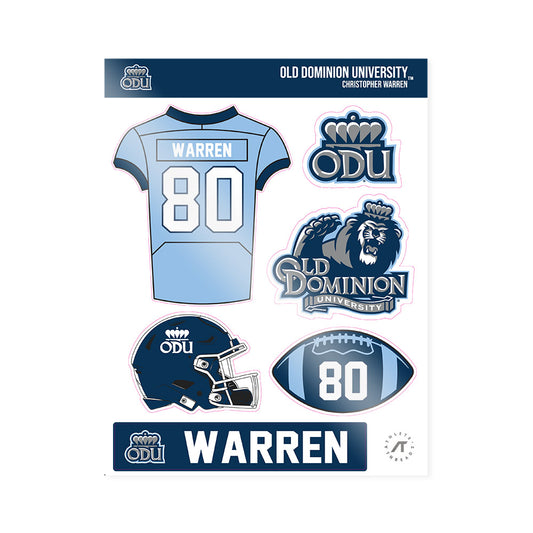 Old Dominion - NCAA Football : Christopher Warren - Sticker Sheet-0
