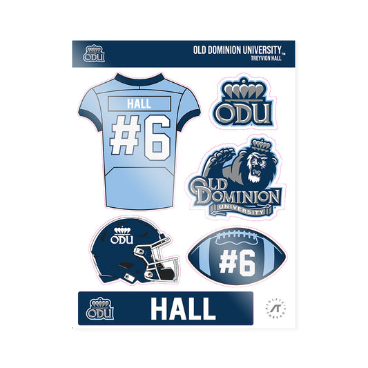 Old Dominion - NCAA Football : Treyvion Hall - Sticker Sheet-0