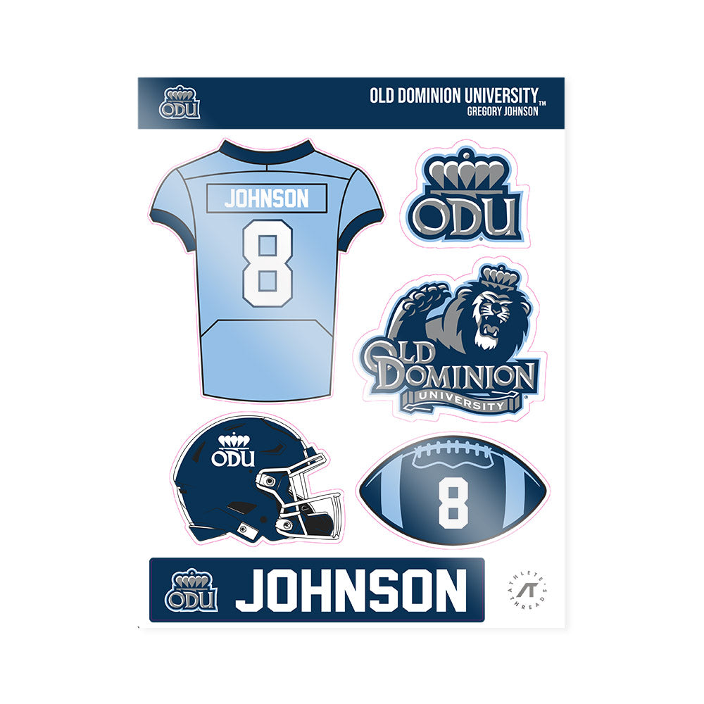 Old Dominion - NCAA Football : Gregory Johnson - Sticker Sheet-0