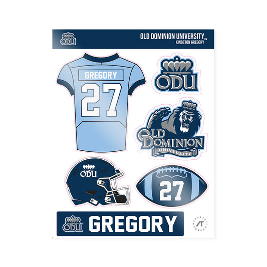 Old Dominion - NCAA Football : Kingston Gregory - Sticker Sheet-0