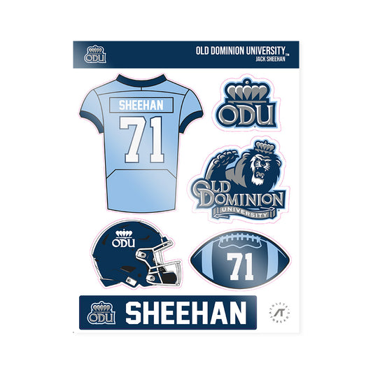Old Dominion - NCAA Football : Jack Sheehan - Sticker Sheet-0