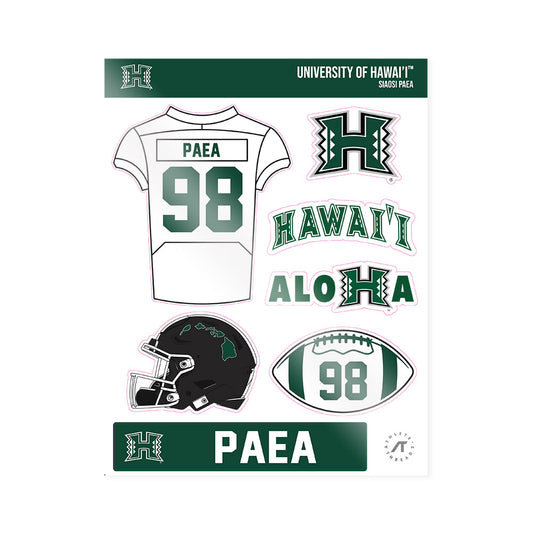 Hawaii - NCAA Football : Siaosi Paea - Sticker Sheet-0