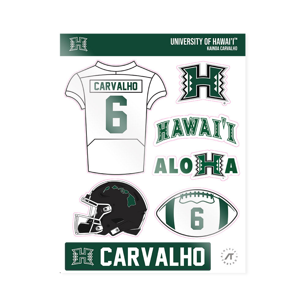 Hawaii - NCAA Football : Kainoa Carvalho - Sticker Sheet-0