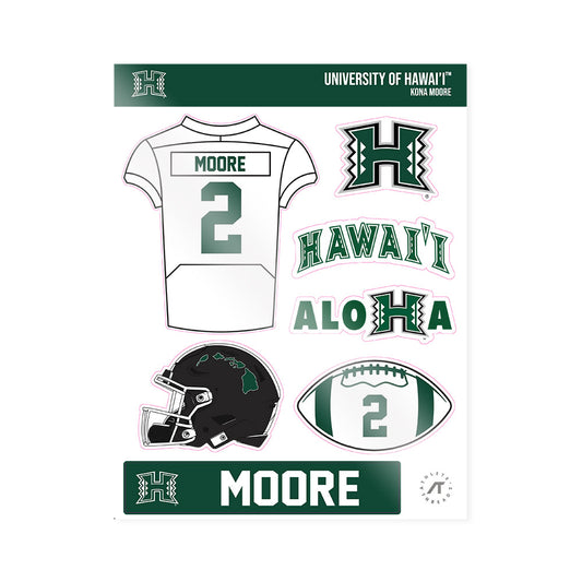 Hawaii - NCAA Football : Kona Moore - Sticker Sheet-0