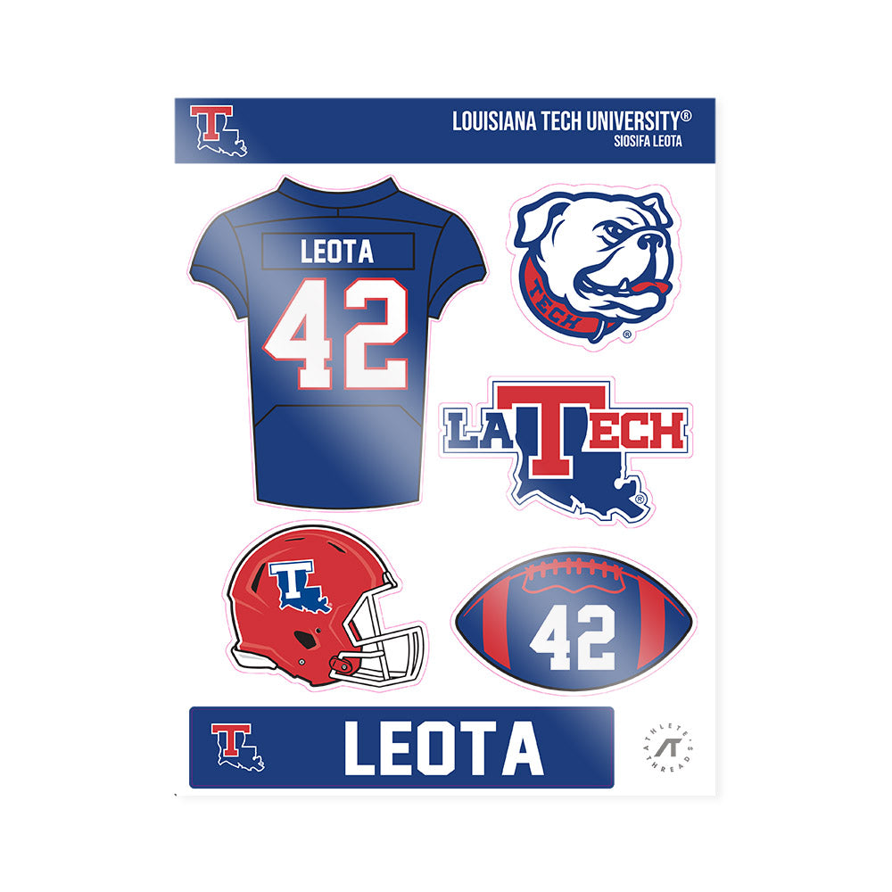 LA Tech - NCAA Football : Siosifa Leota - Sticker Sheet-0