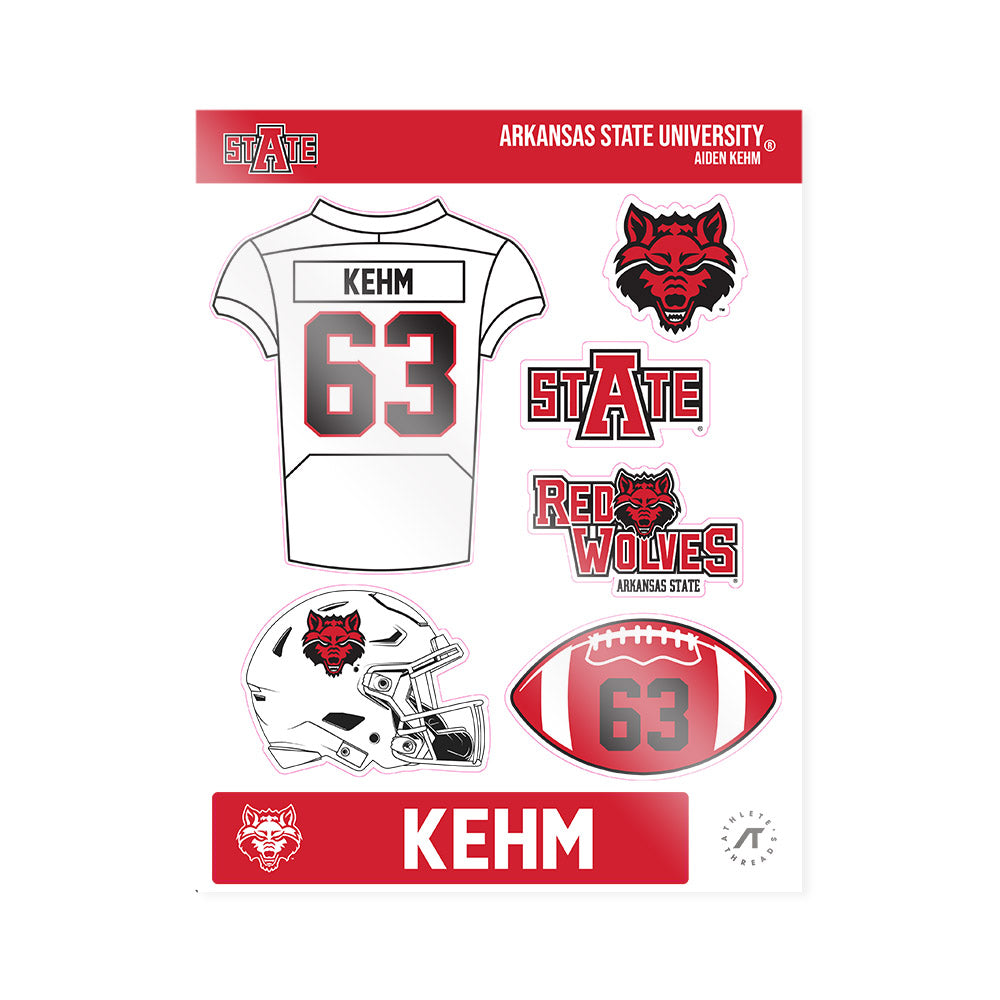 Arkansas State - NCAA Football : Aiden Kehm - Sticker Sheet-0