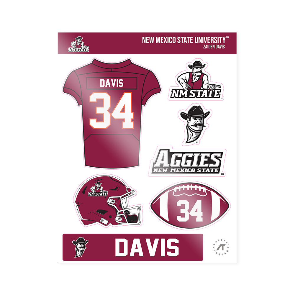 NMSU - NCAA Football : Zaiden Davis - Sticker Sheet-0