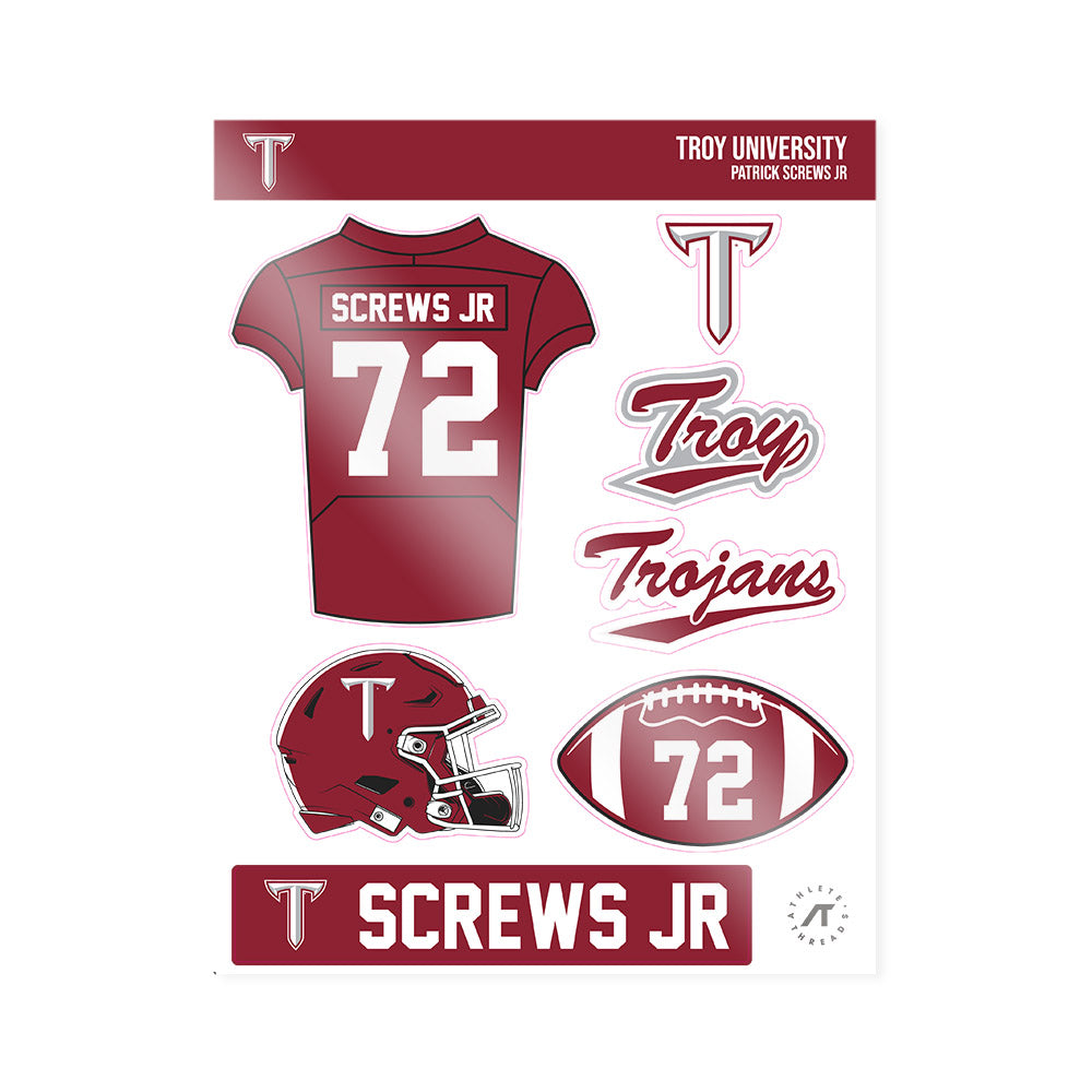 Troy - NCAA Football : Patrick Screws Jr - Sticker Sheet-0