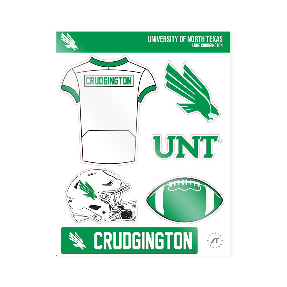 North Texas - NCAA Football : Luke Crudgington - Sticker Sheet-0
