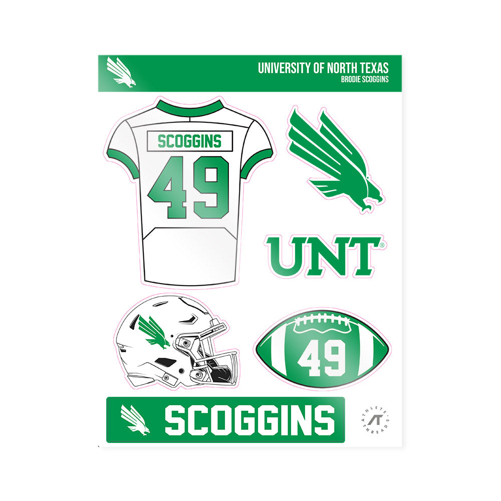 North Texas - NCAA Football : Brodie Scoggins - Sticker Sheet-0