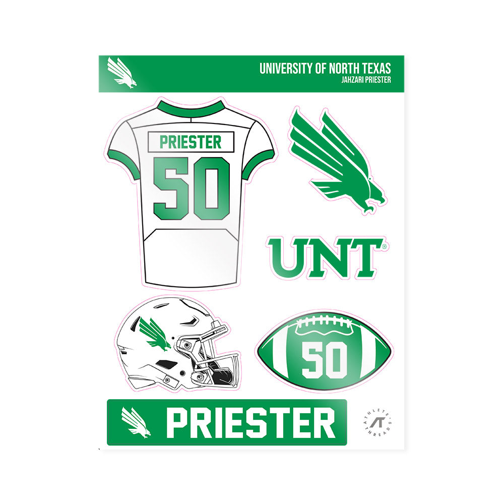 North Texas - NCAA Football : Jahzari Priester - Sticker Sheet-0
