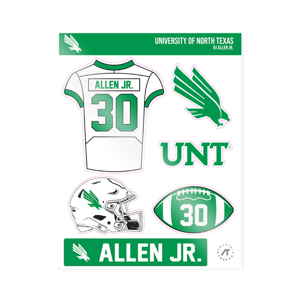 North Texas - NCAA Football : BJ Allen Jr. - Sticker Sheet-0