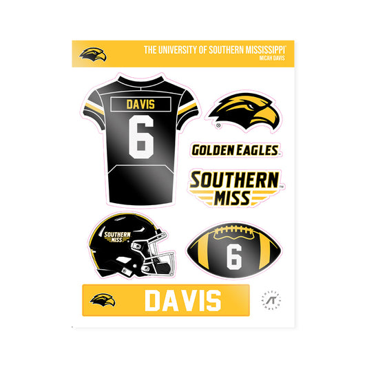 Southern Miss - NCAA Football : Micah Davis - Sticker Sheet-0