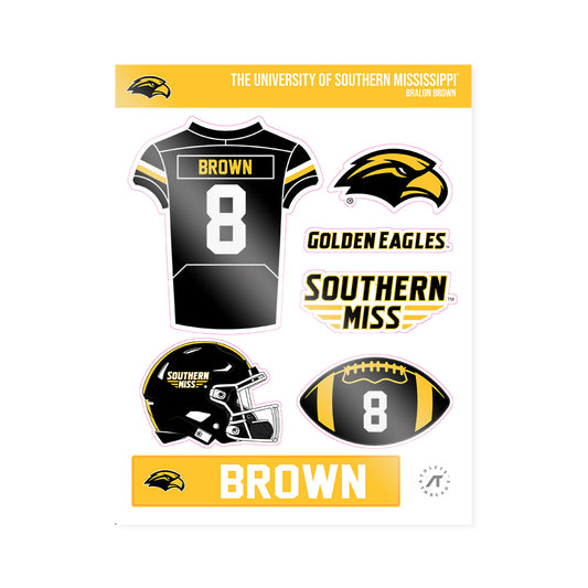 Southern Miss - NCAA Football : Bralon Brown - Sticker Sheet-0