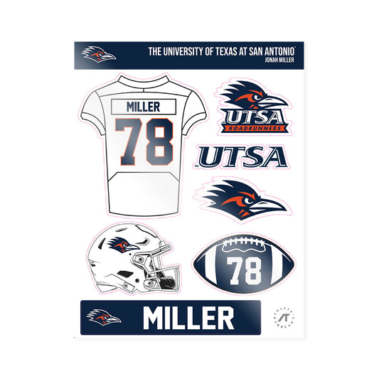 UTSA - NCAA Football : Jonah Miller - Sticker Sheet-0