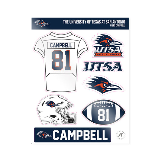 UTSA - NCAA Football : Miles Campbell - Sticker Sheet-0