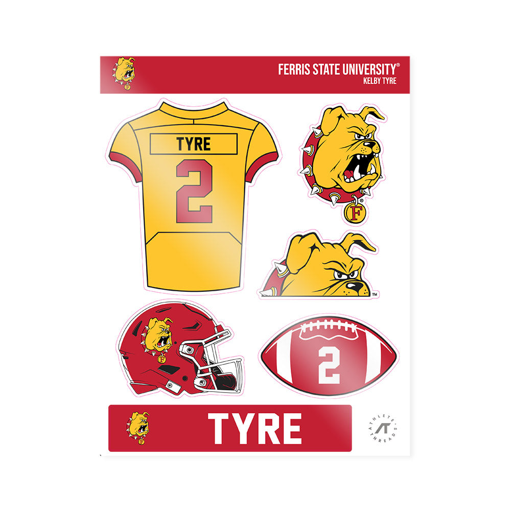 Ferris State - NCAA Football : Kelby Tyre - Sticker Sheet-0