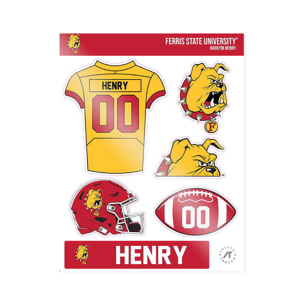 Ferris State - NCAA Football : Harkym Henry - Sticker Sheet-0