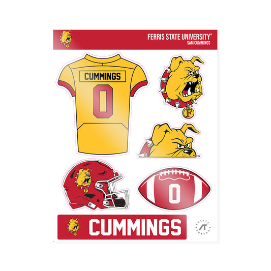 Ferris State - NCAA Football : Sam Cummings - Sticker Sheet-0