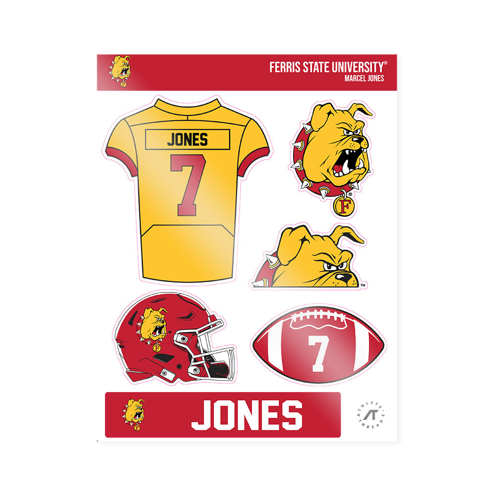 Ferris State - NCAA Football : Marcel Jones - Sticker Sheet-0