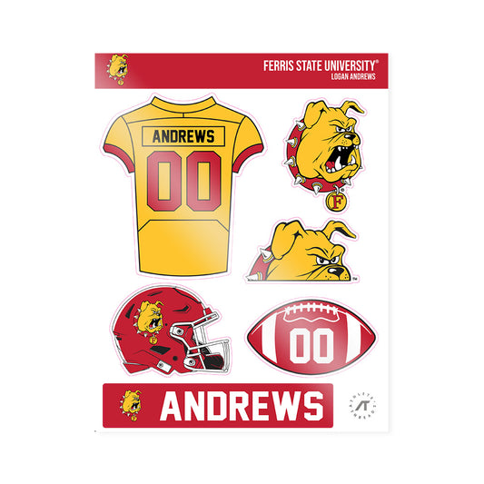 Ferris State - NCAA Football : Logan Andrews - Sticker Sheet-0