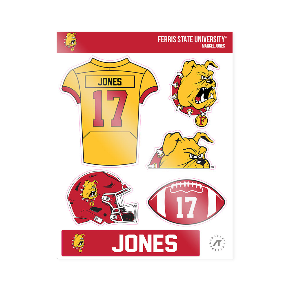 Ferris State - NCAA Football : Marcel Jones - Sticker Sheet-0