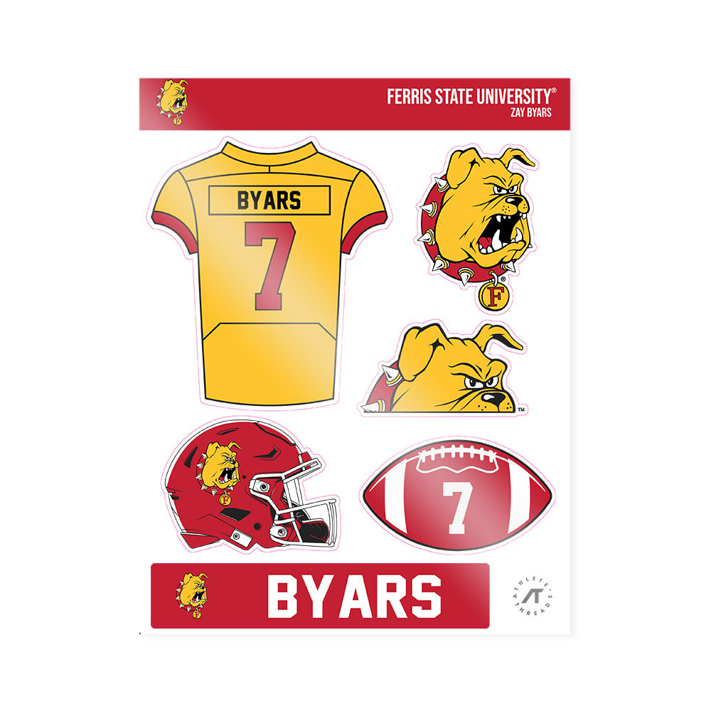 Ferris State - NCAA Football : Zay Byars - Sticker Sheet-0