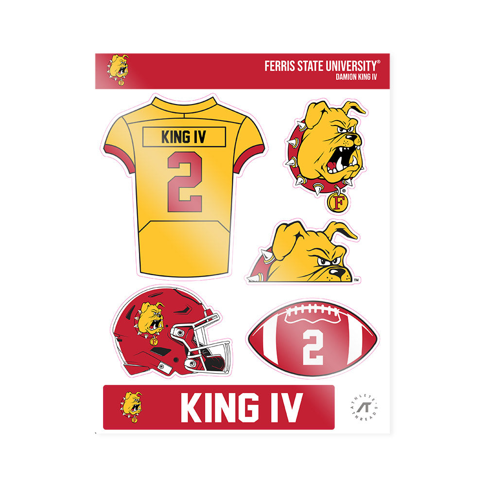 Ferris State - NCAA Football : Damion King IV - Sticker Sheet-0