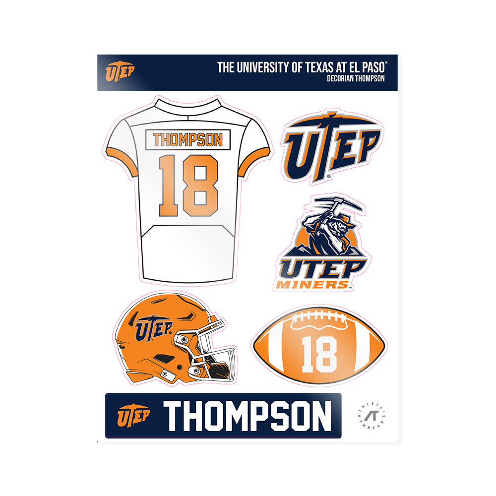 UTEP - NCAA Football : Decorian Thompson - Sticker Sheet-0