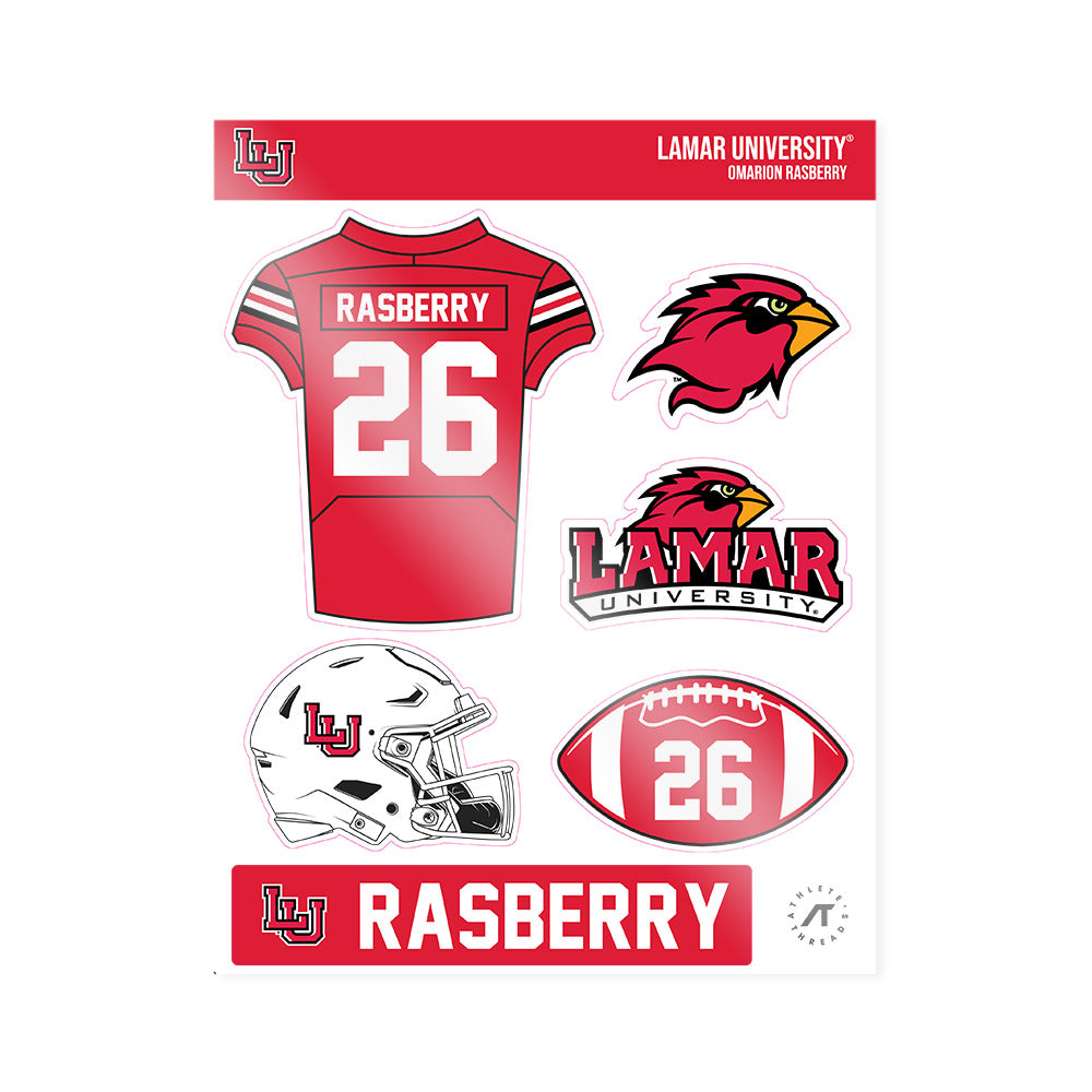 Lamar - NCAA Football : Omarion Rasberry - Sticker Sheet-0