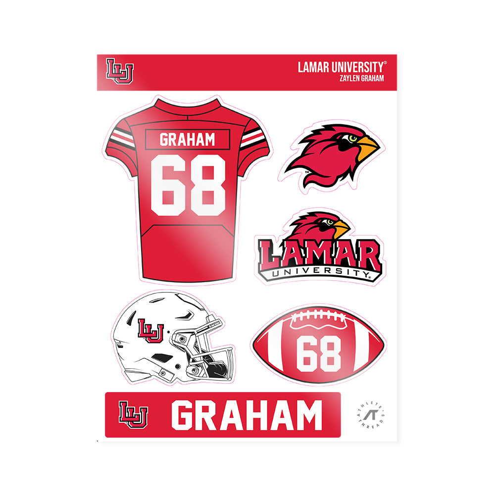Lamar - NCAA Football : Zaylen Graham - Sticker Sheet-0