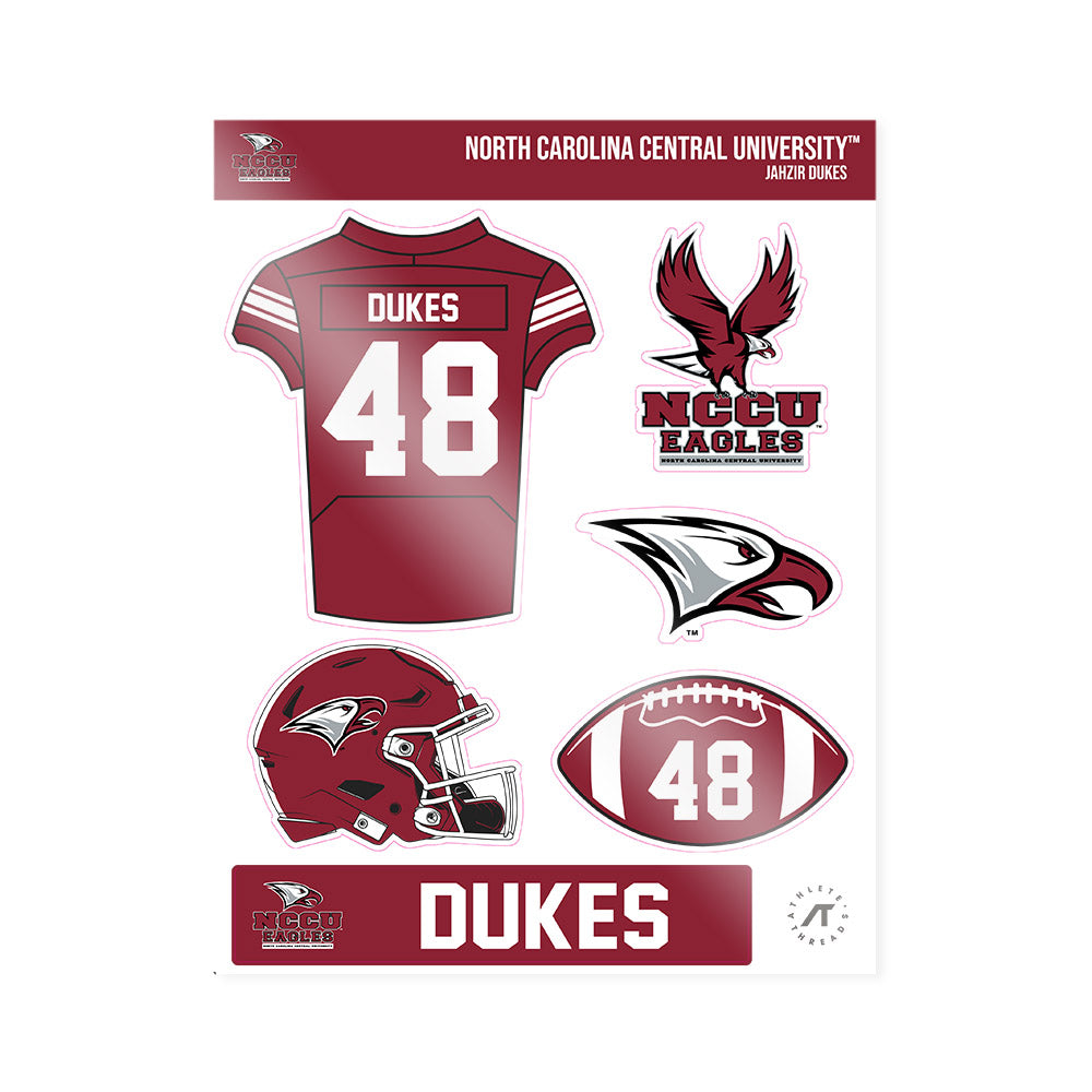 NCCU - NCAA Football : Jahzir Dukes - Sticker Sheet-0