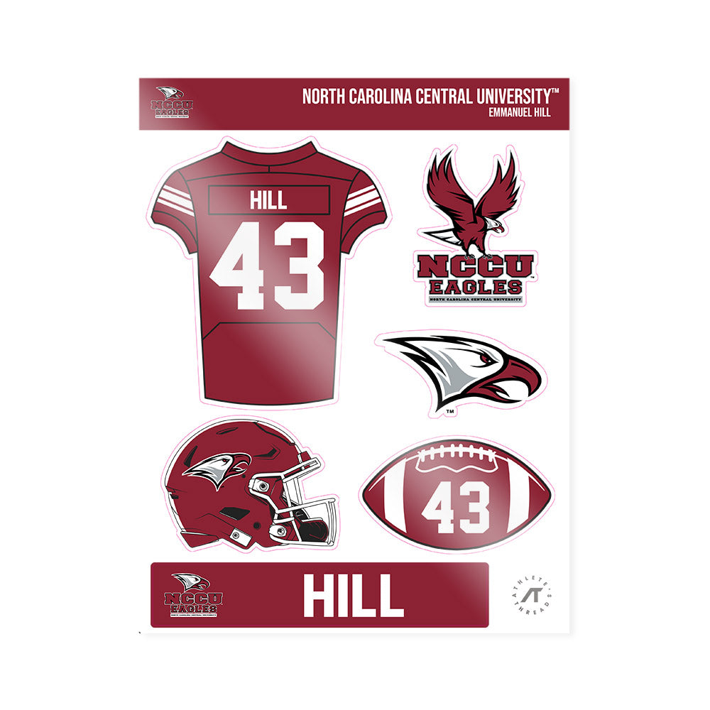 NCCU - NCAA Football : Emmanuel Hill - Sticker Sheet-0