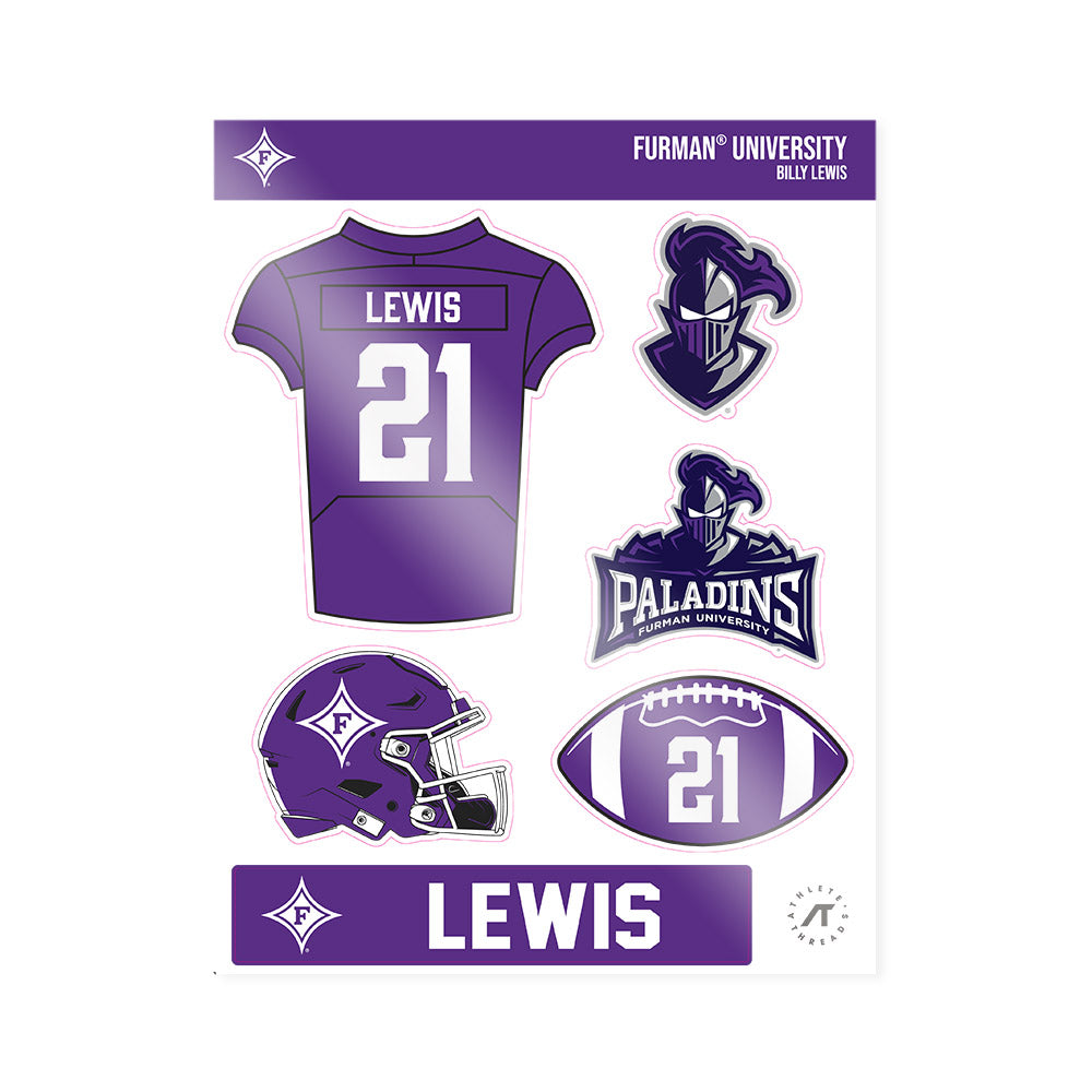 Furman - NCAA Football : Billy Lewis - Sticker Sheet-0
